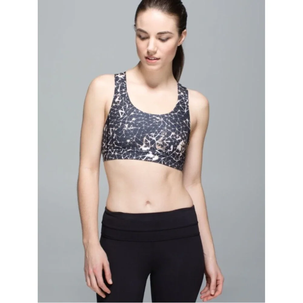 LULULEMON All Sport Bra Adjustable Star Crushed Multi Black Size 8 Luxtreme Run